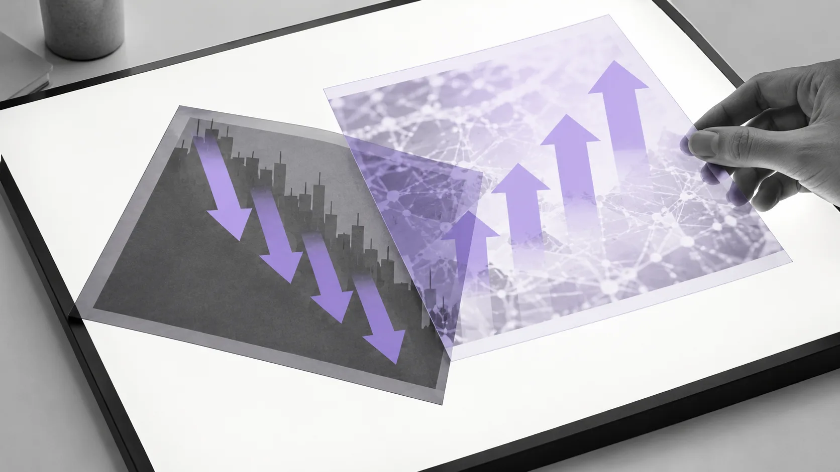 Illustration of divergence between declining cryptocurrency prices and strengthening on-chain fundamentals
