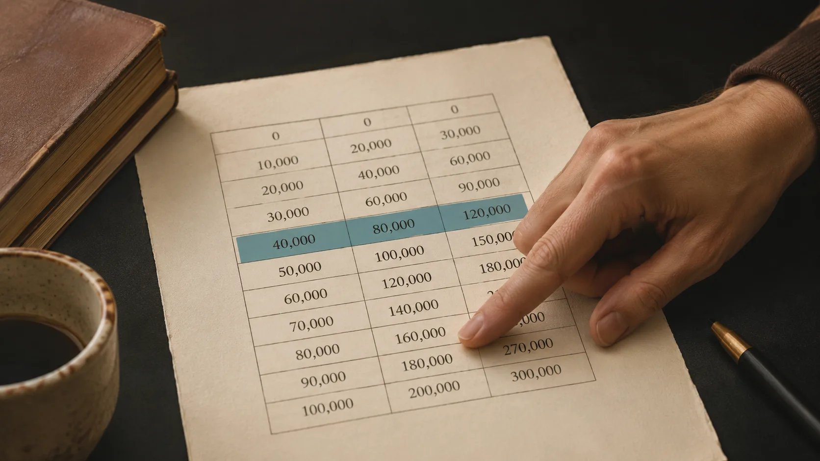 A writer consulting a word-count grid for an 80,000-word novel, showing how Save the Cat beats map to specific pages and solve the saggy-middle problem.