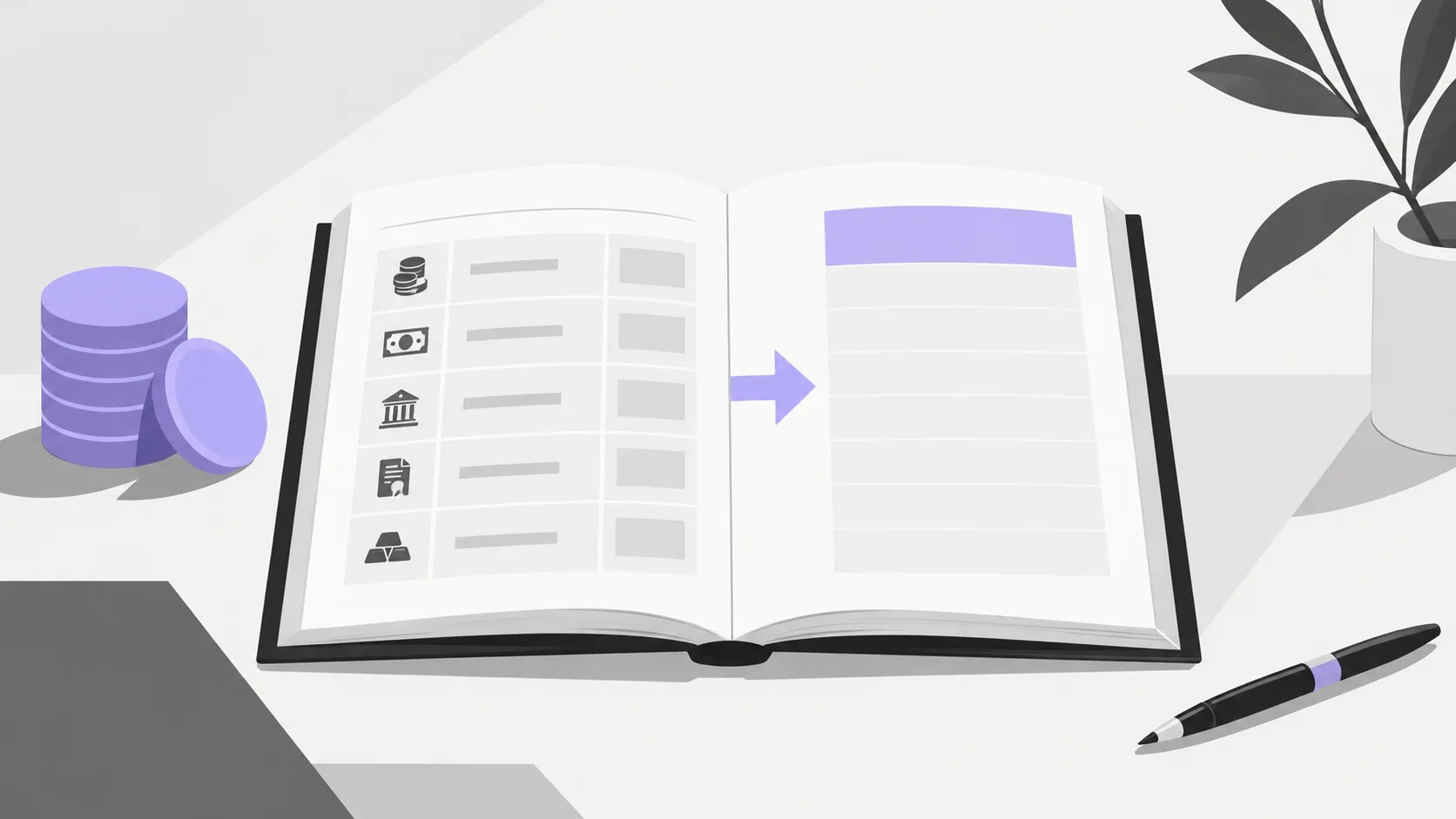 Open ledger showing reserve assets versus yield columns