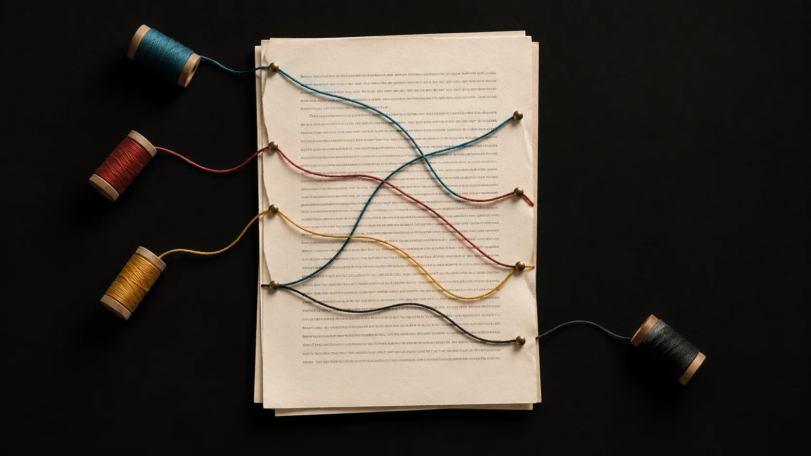 Manuscript pages showing interweaving plots and subplots