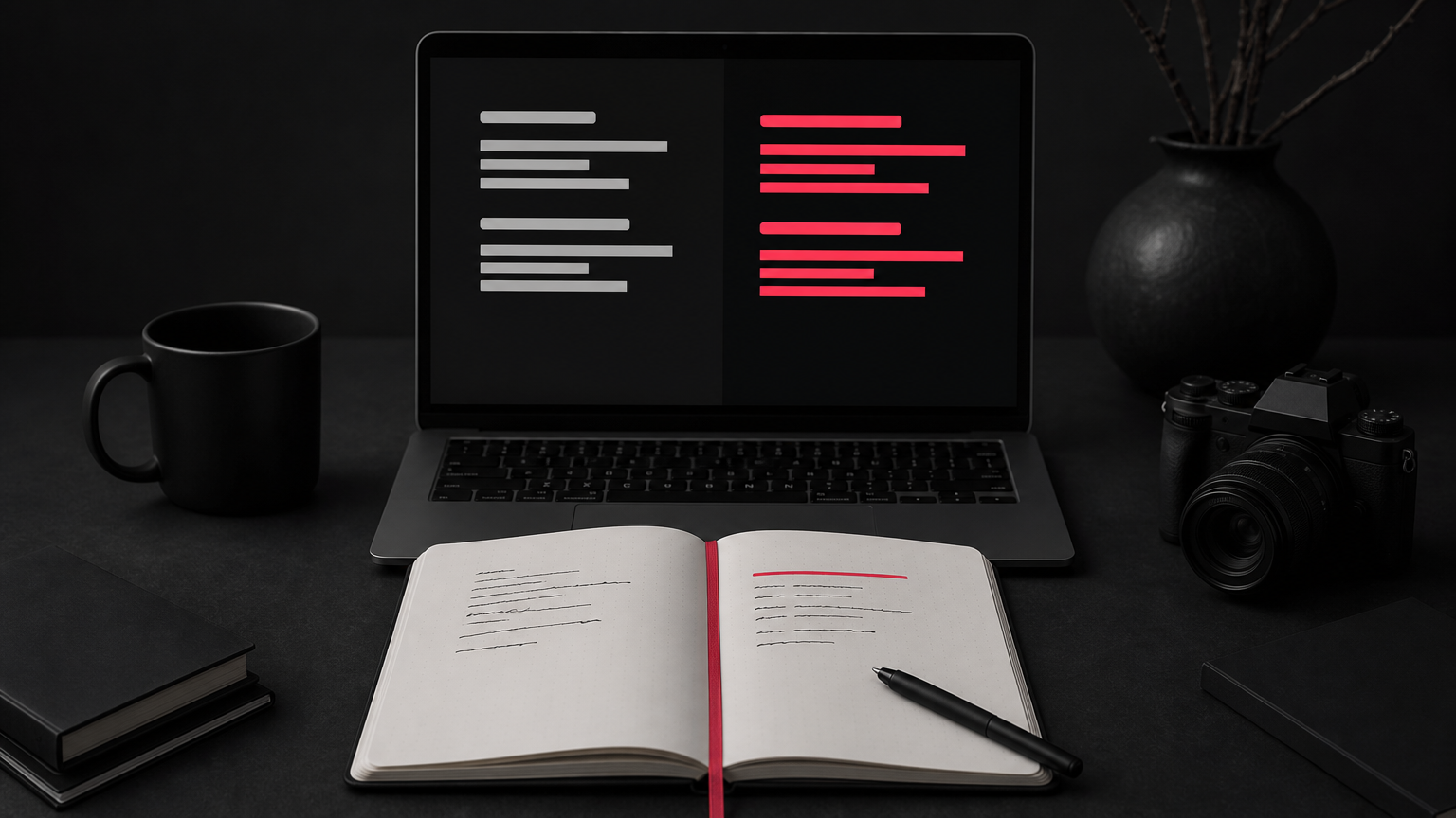 Writer's workspace with briefs and keywords feeding into AI model generating multiple headline variants