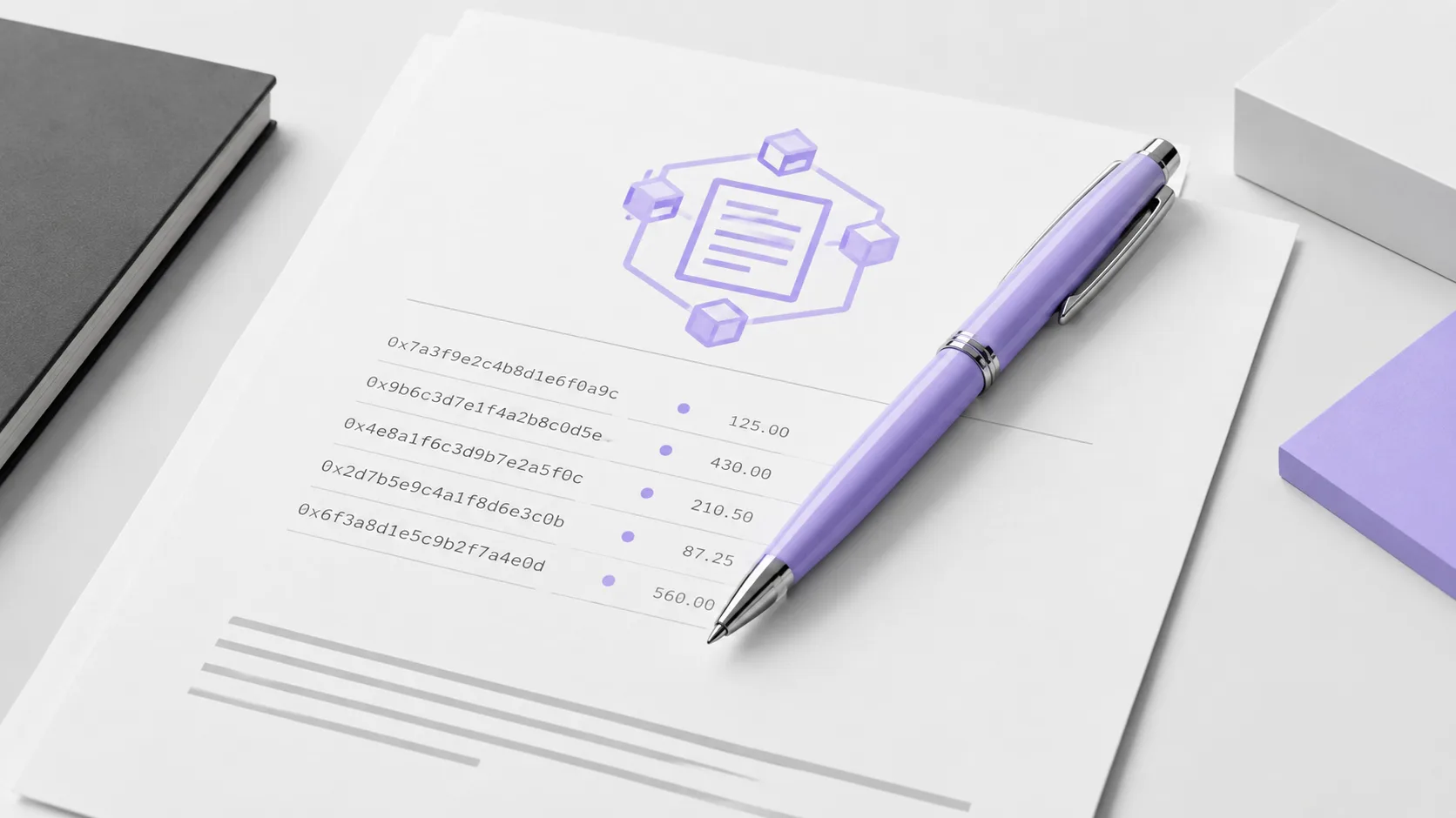 Smart contract documentation showing how tokens map wallet addresses to asset ownership and entitlements