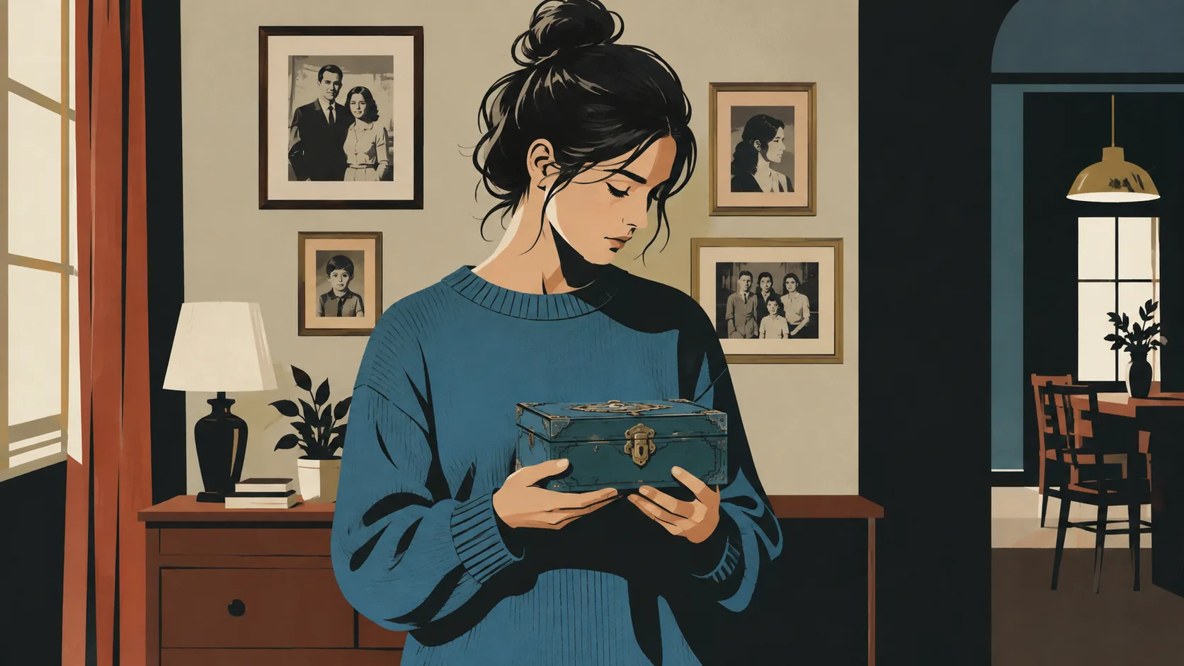 Character in home setting discovering inherited responsibility, opening of Act One