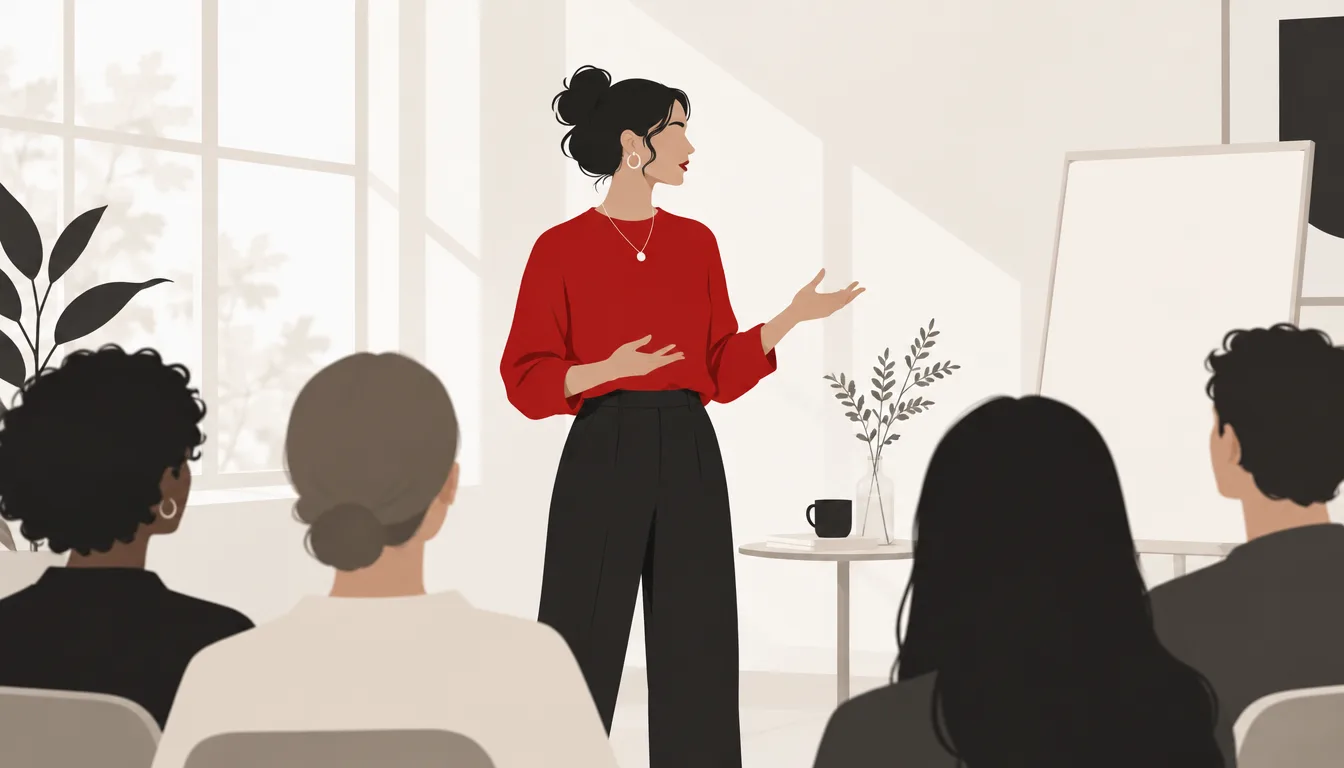 Person leading a short lesson for a small group of colleagues