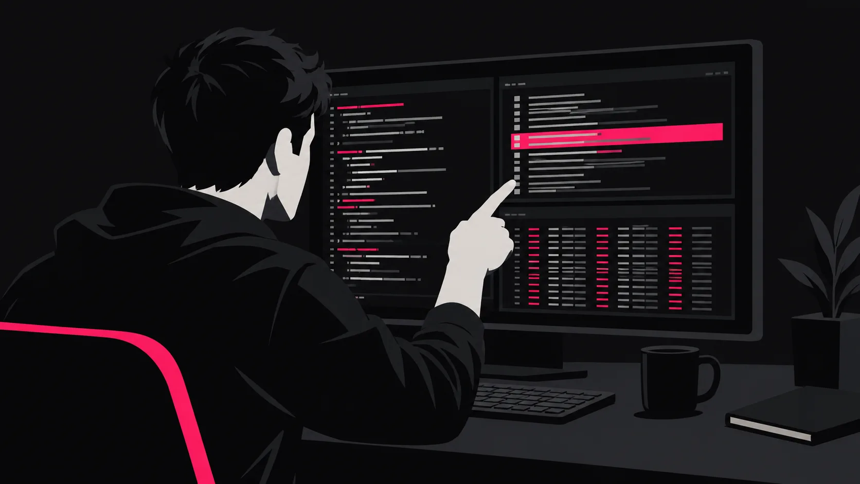 Developer examining how answer engines retrieve from search index before generating responses