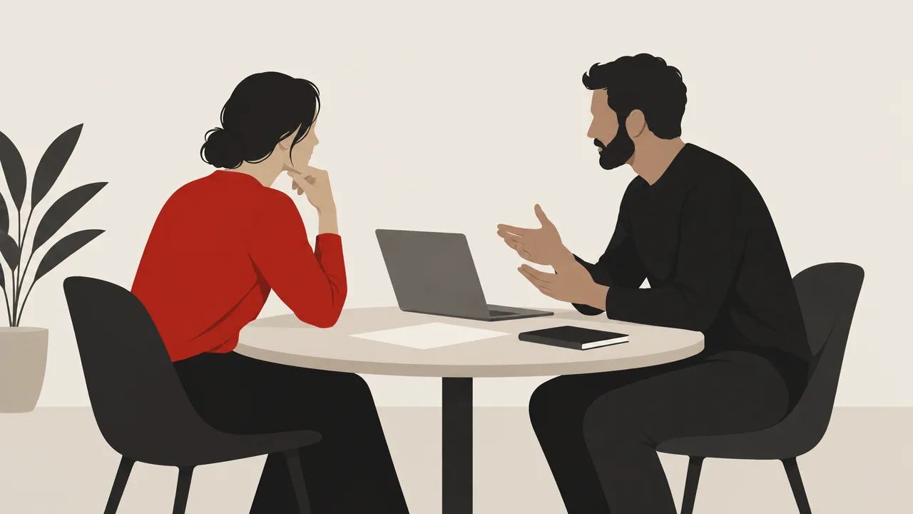 Career coach and client reviewing work history together