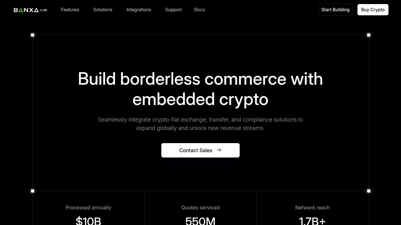 Banxa homepage screenshot