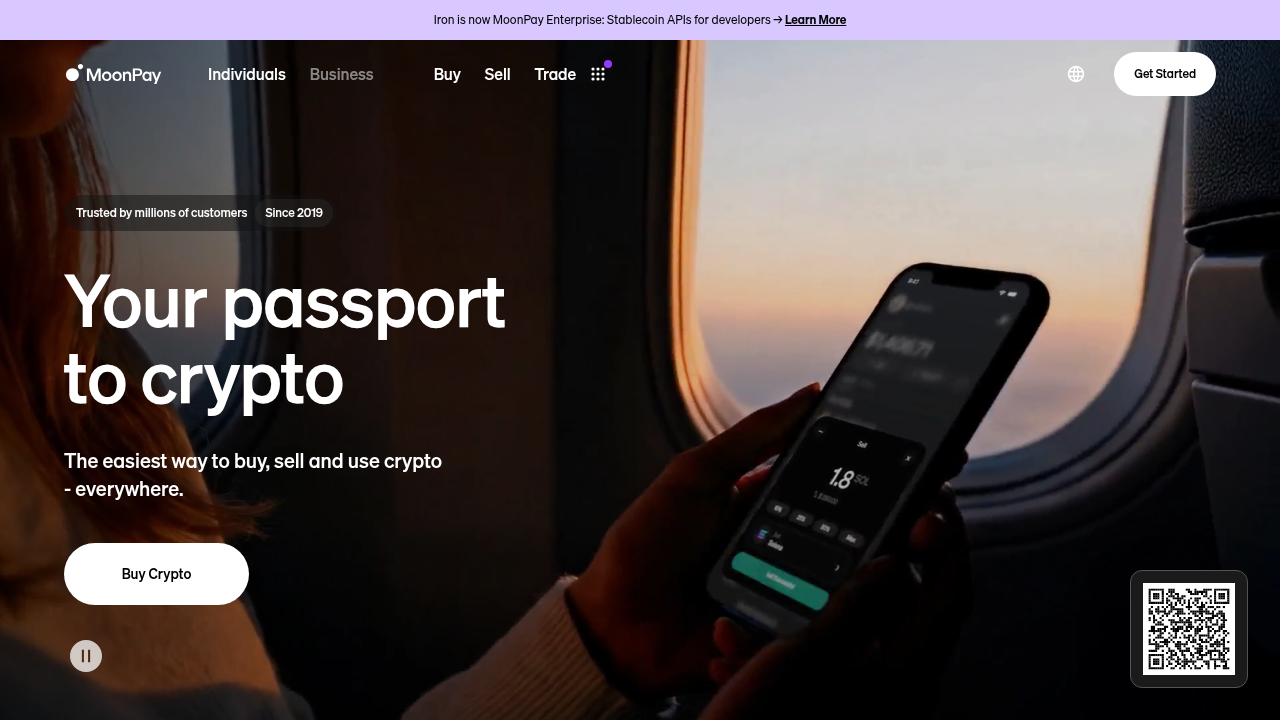 MoonPay homepage screenshot