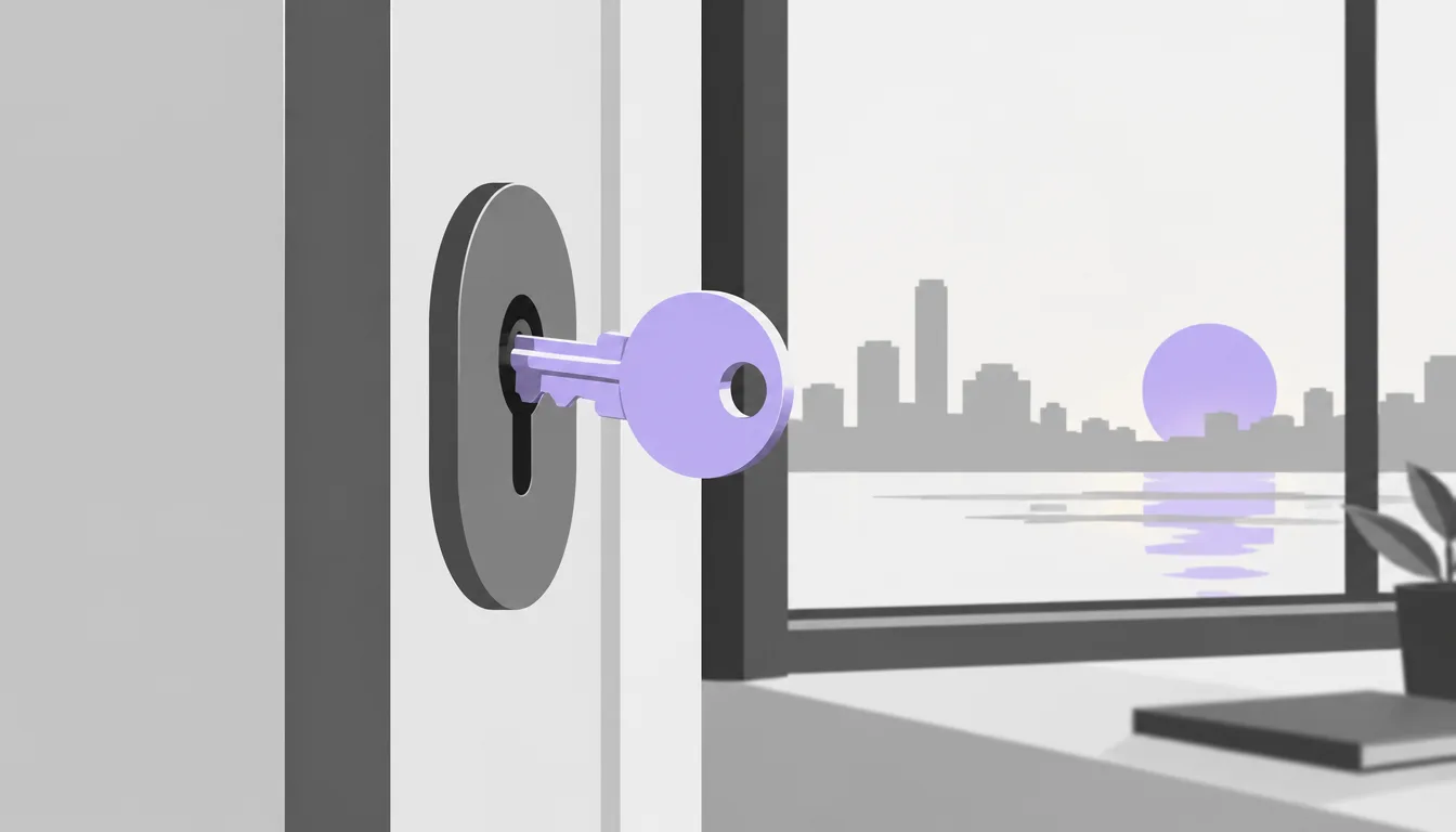 Brass key turning in a lock symbolizing the routing decision for institutional off-ramps