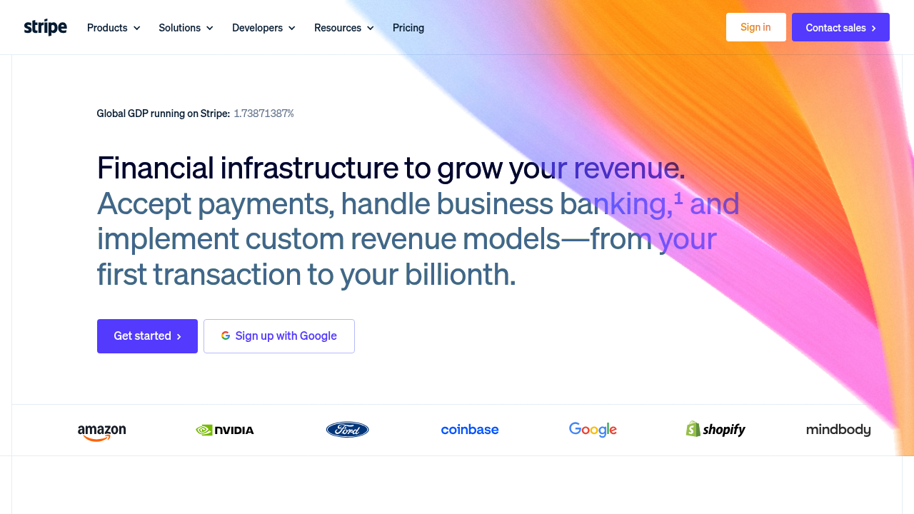 Stripe homepage screenshot
