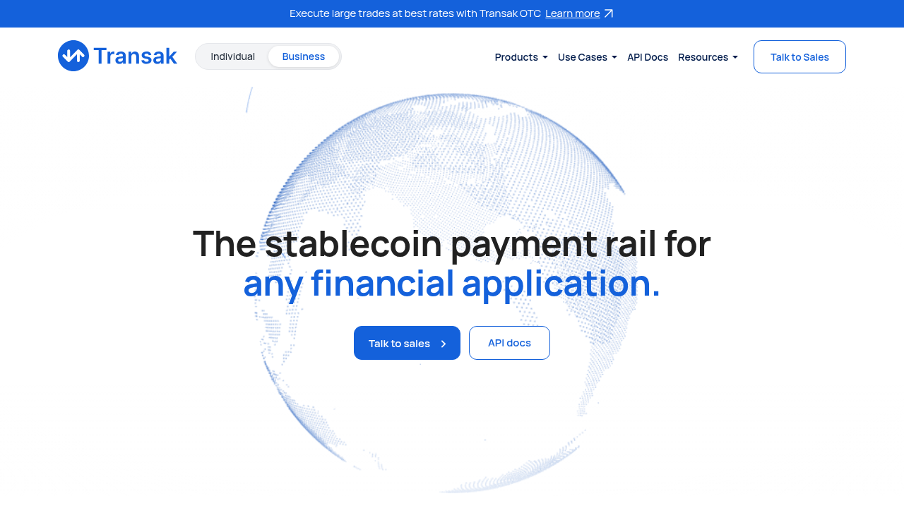 Transak homepage screenshot