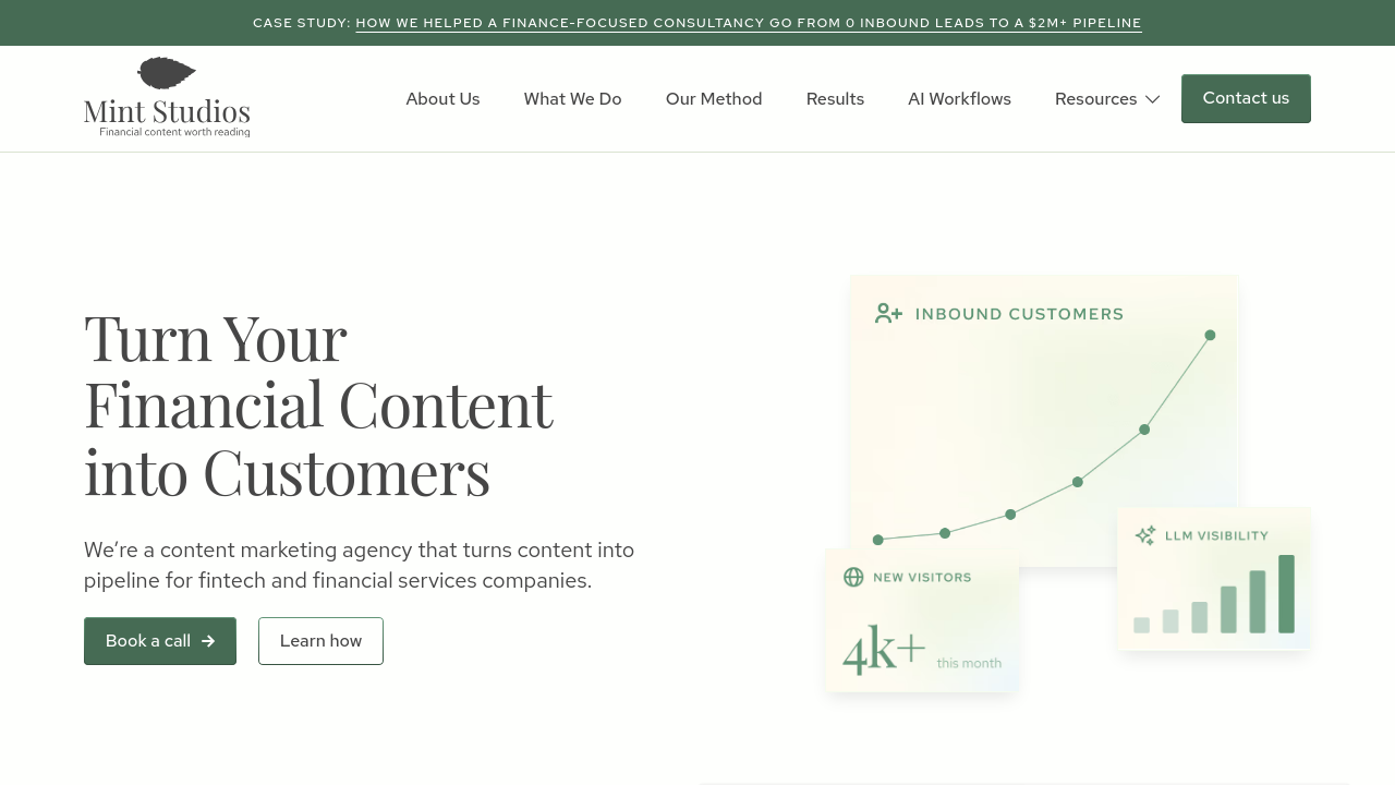 Mint Studios: Best Overall homepage screenshot