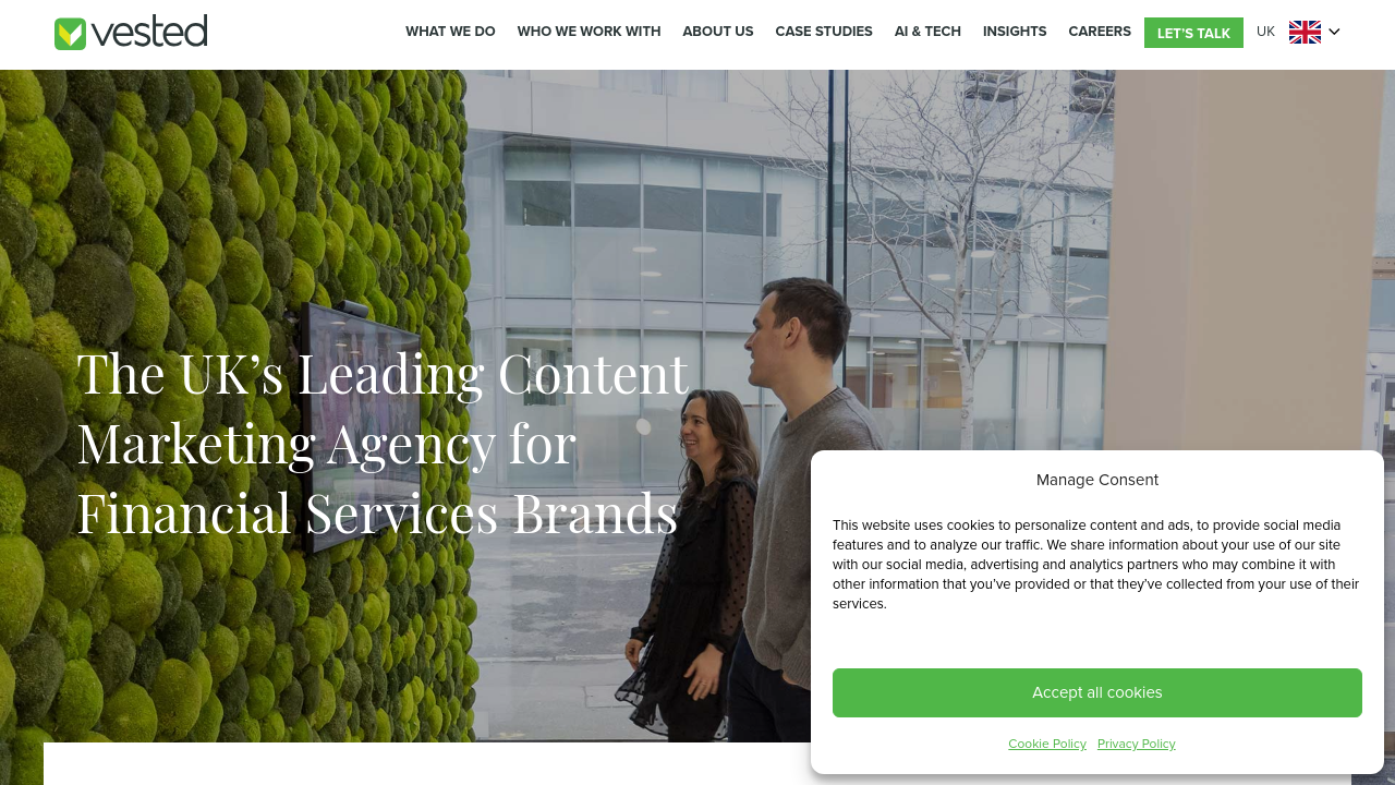 Vested UK: Best for Editorial Credibility homepage screenshot