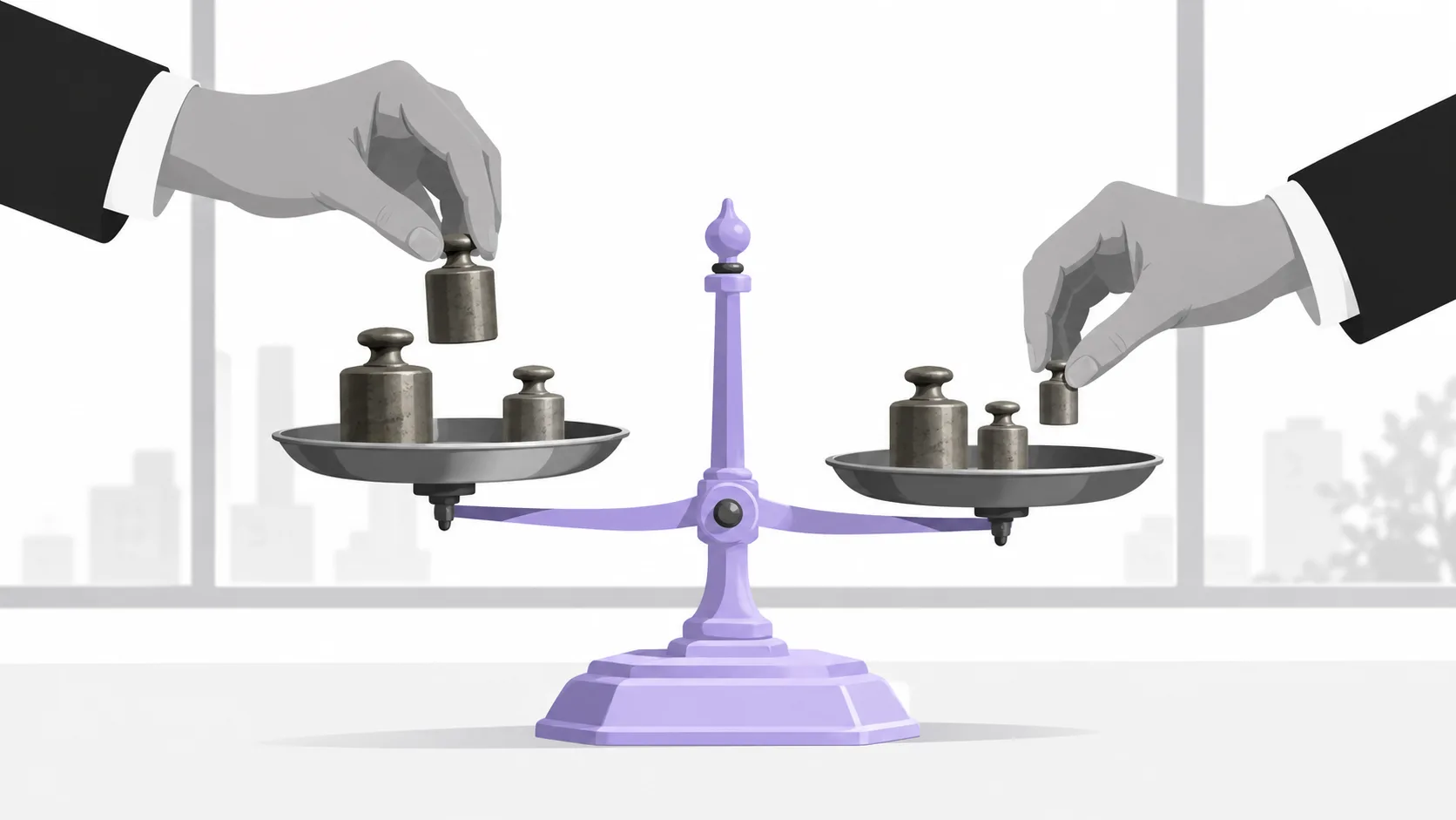 Brass balance scale representing how gateways were weighed against the same criteria