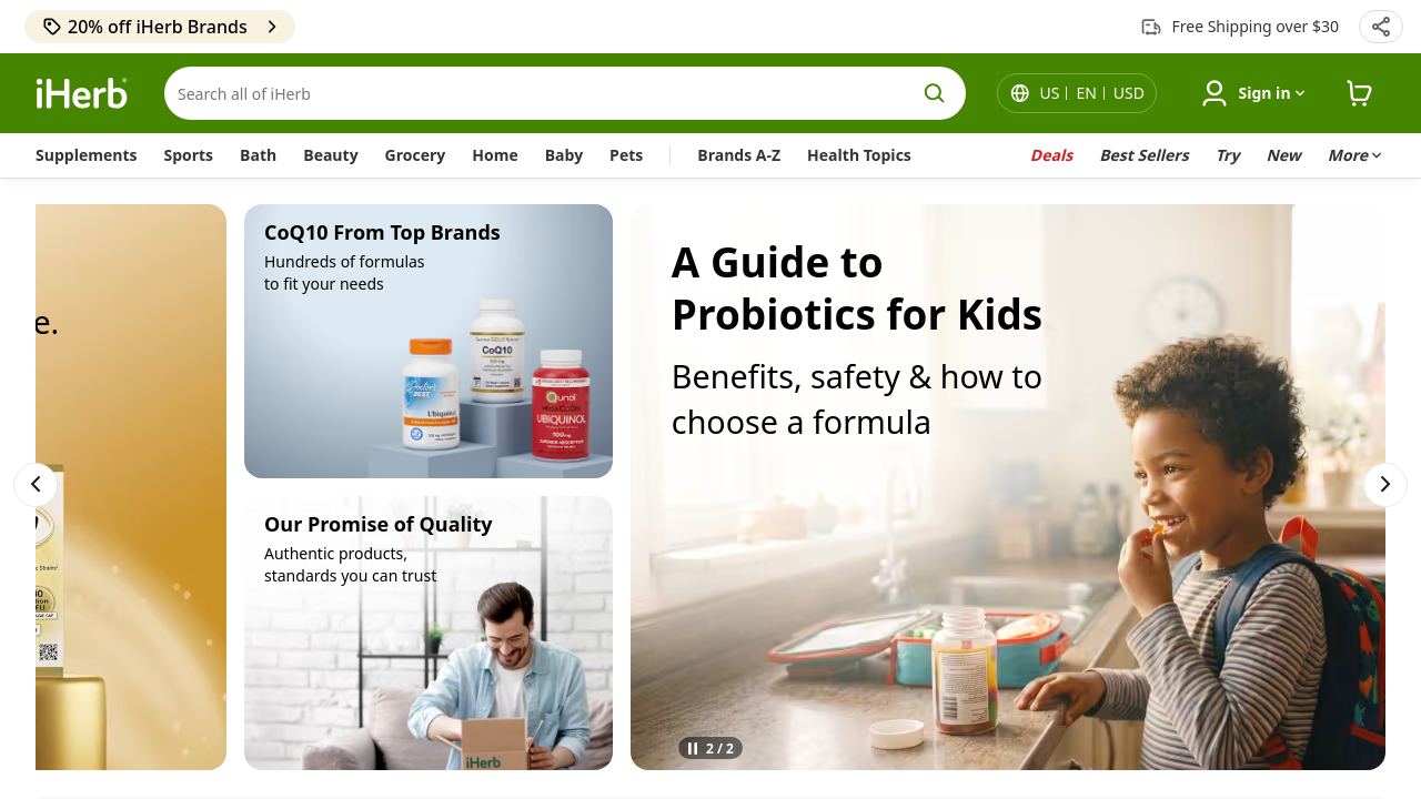 iHerb homepage screenshot