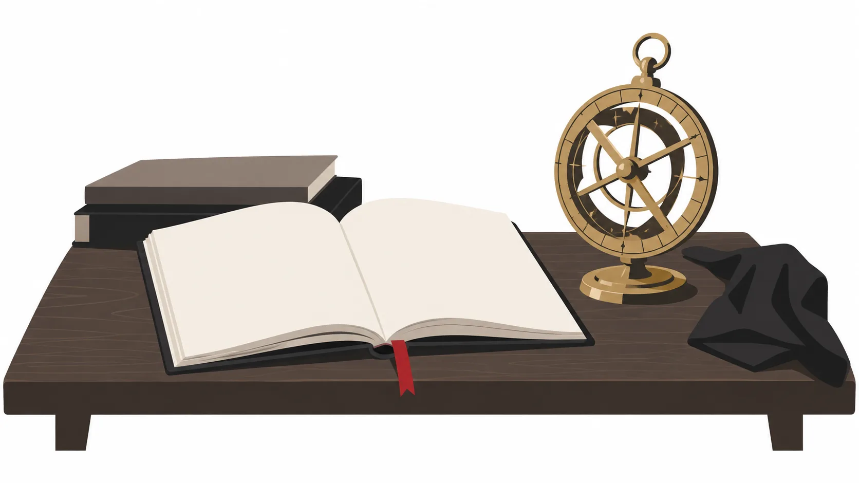 Carnet et astrolabe illustrant les questions de réflexion et les observations professionnelles