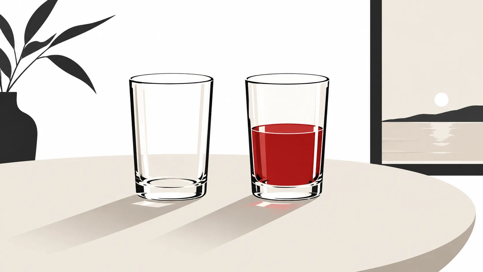 Deux verres illustrant la comparaison entre burnout et décalage professionnel