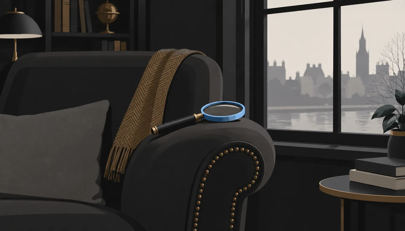 Magnifying glass on a desk evoking a steady, unchanging fictional detective
