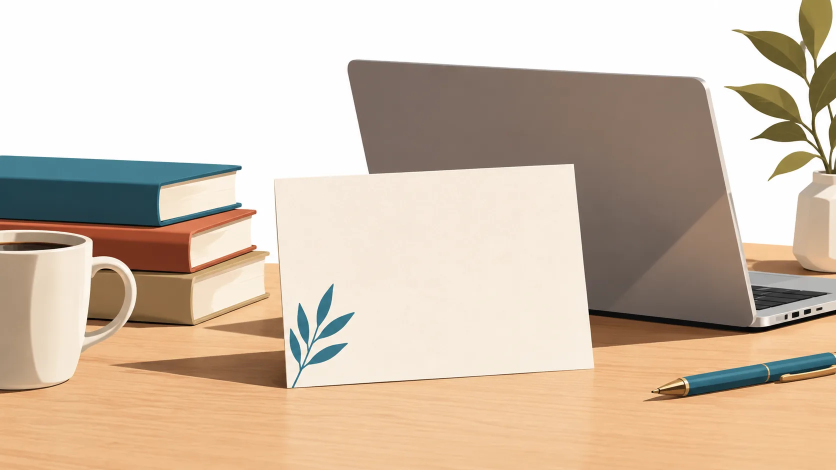 A handwritten reason-for-writing card beside a laptop