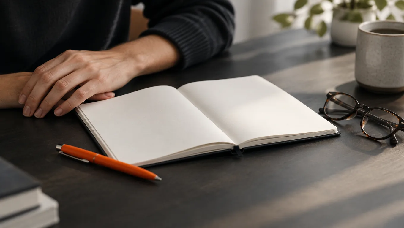 Notebook and pen used to weigh affiliate program criteria