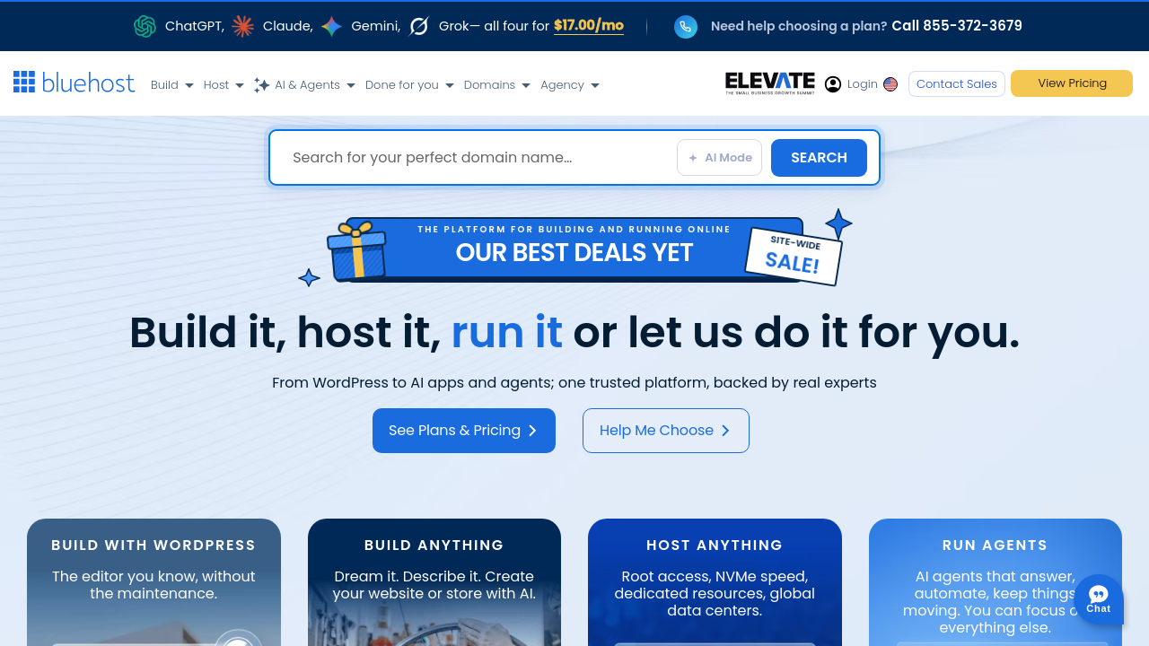 Bluehost homepage screenshot