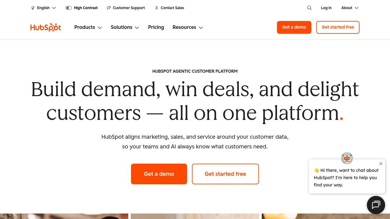 HubSpot homepage screenshot