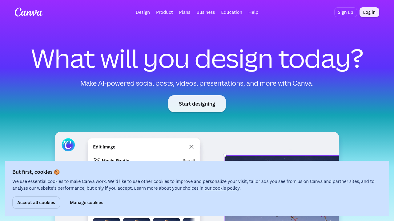 Canva homepage screenshot