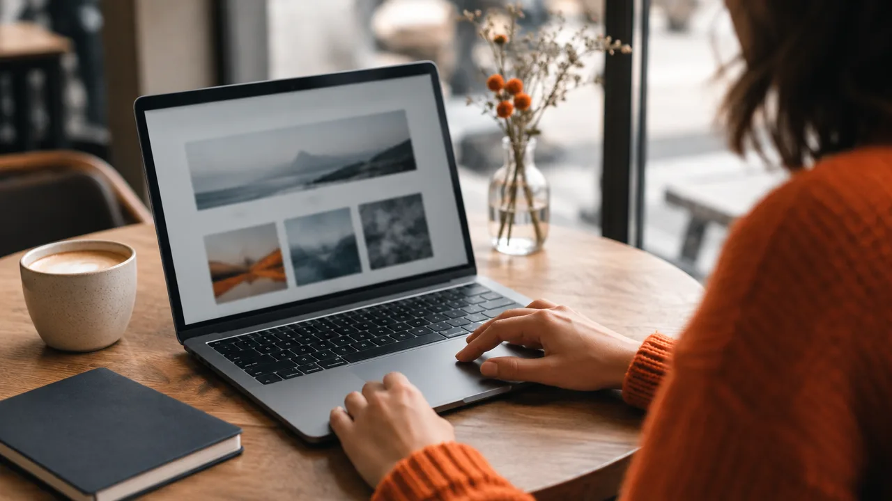 Person navigating an affiliate reports dashboard on a laptop