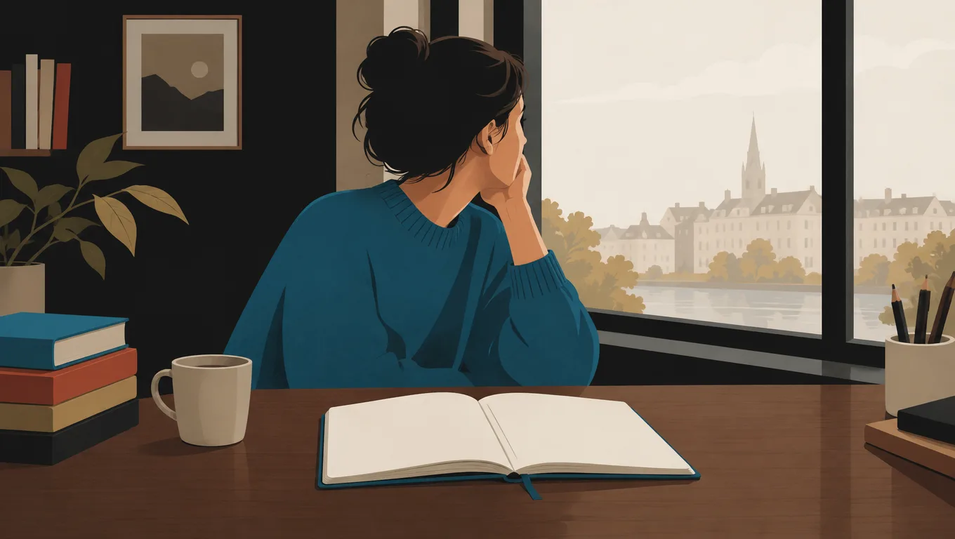 A novelist pausing to fix a stalled draft