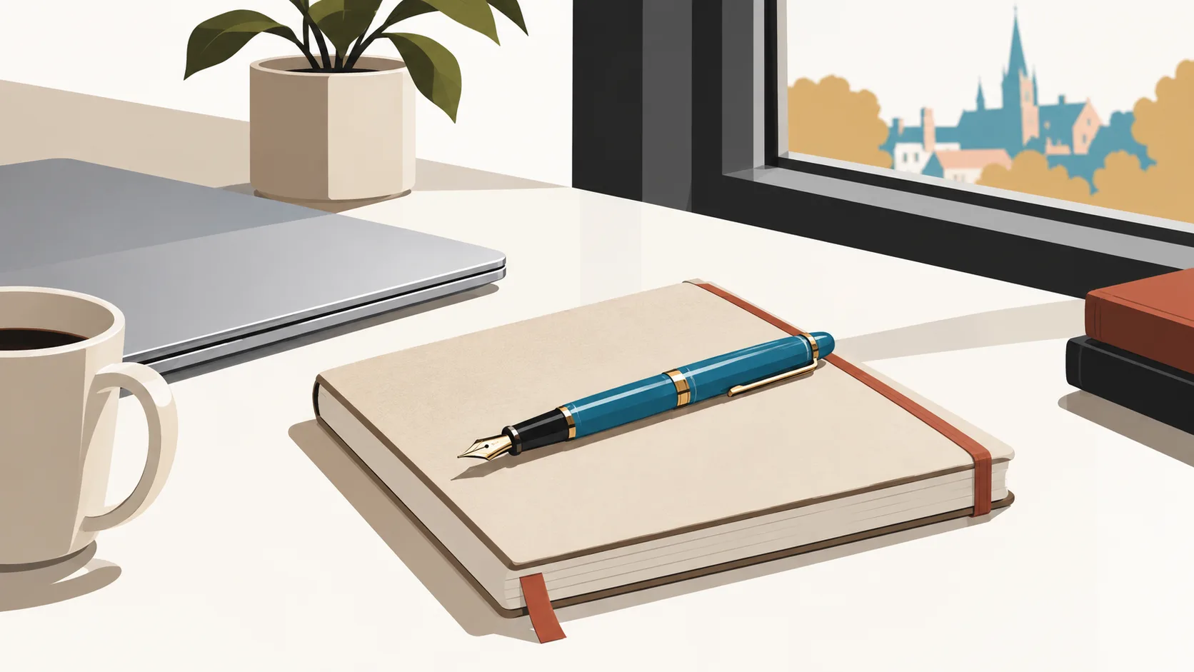 Desk setup with the basic tools needed before self-publishing a novel
