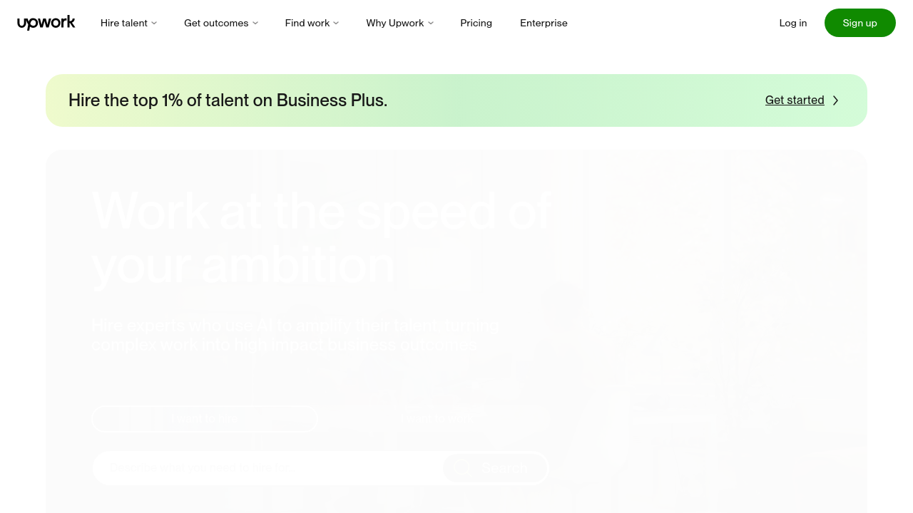 Upwork homepage screenshot