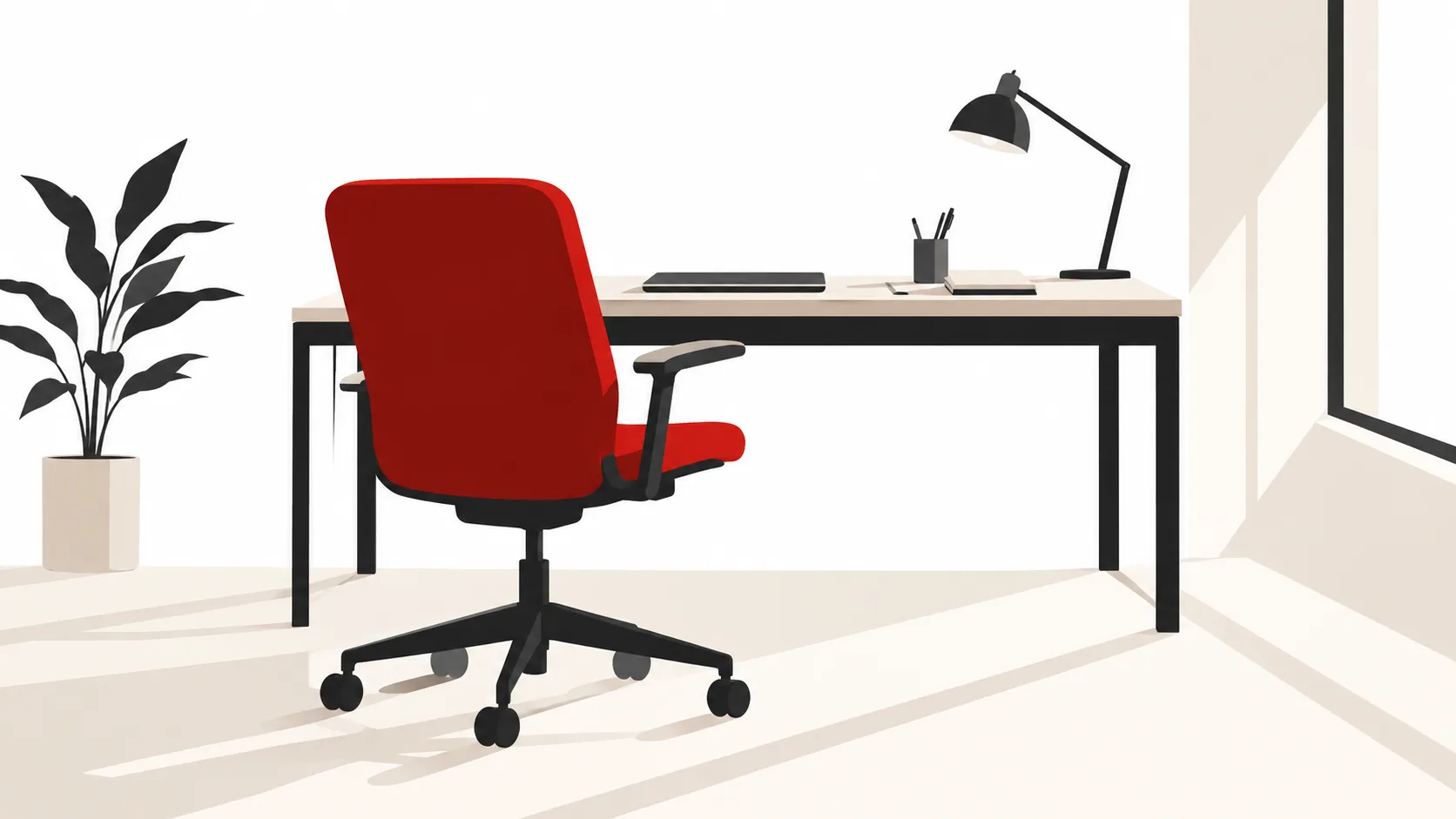 Leerer Bürostuhl an einem Schreibtisch