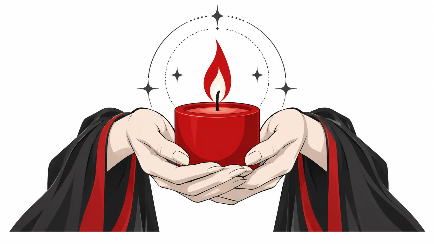 Hands sheltering a candle flame, representing care and responsibility in numerology