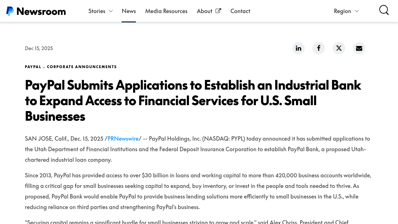 newsroom.paypal-corp.com page screenshot