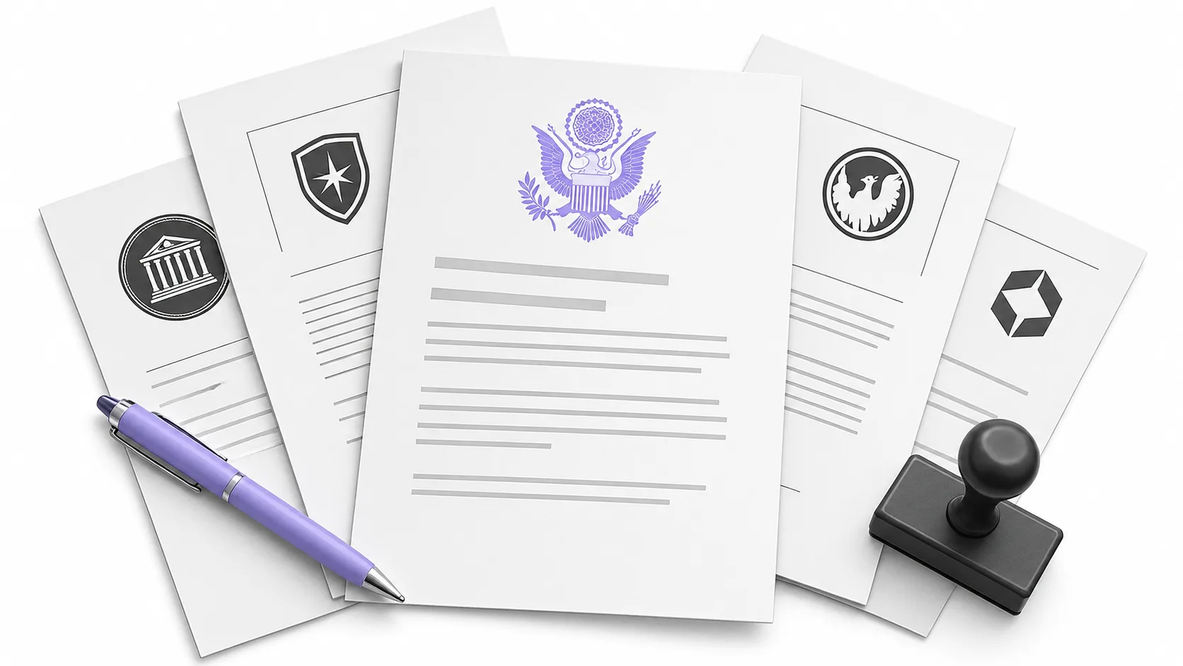 Stack of regulatory approval documents representing the wave of fintech and crypto charter grants from multiple agencies.