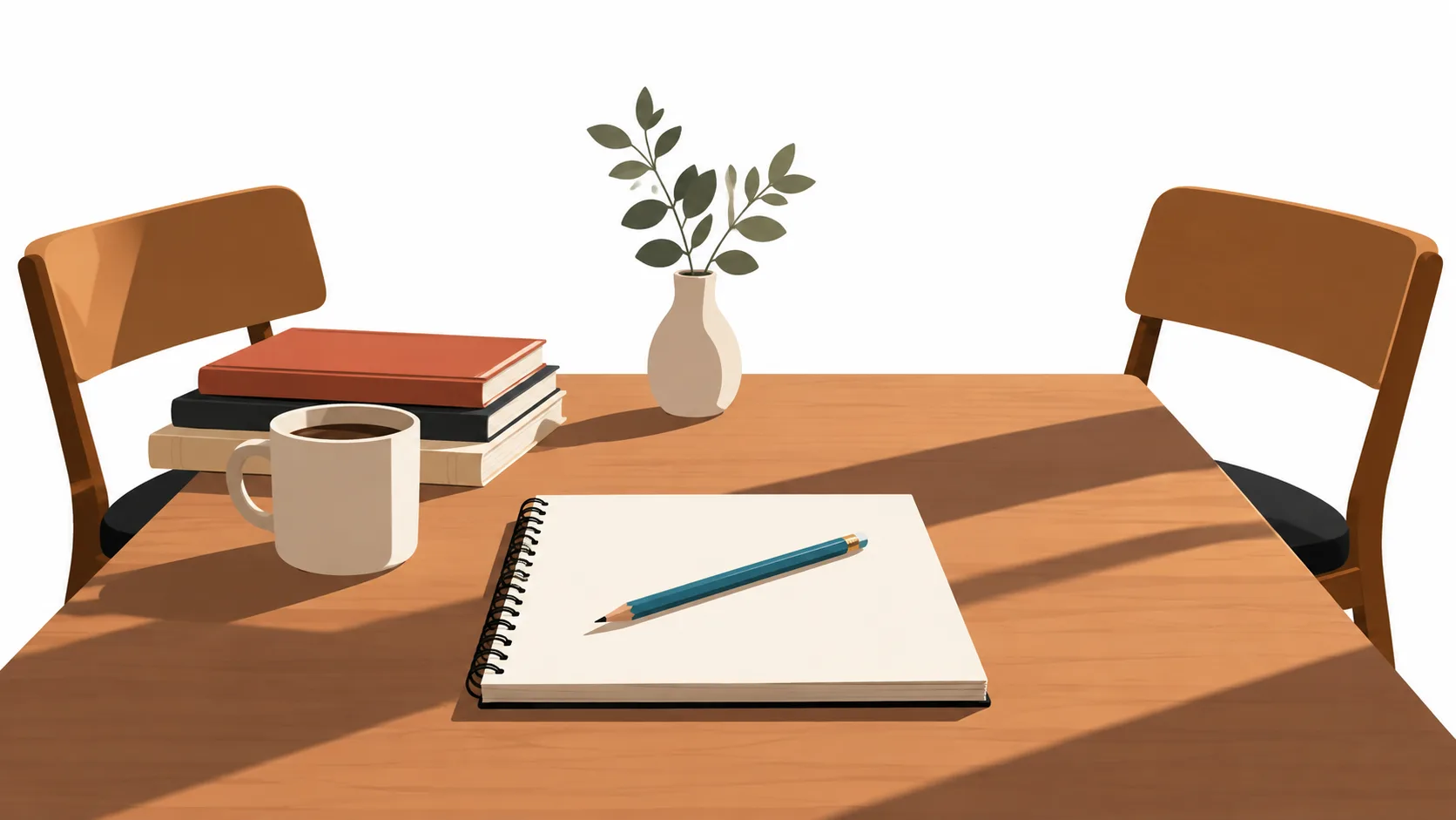 Two writing desks in morning light representing plotter and pantser approaches