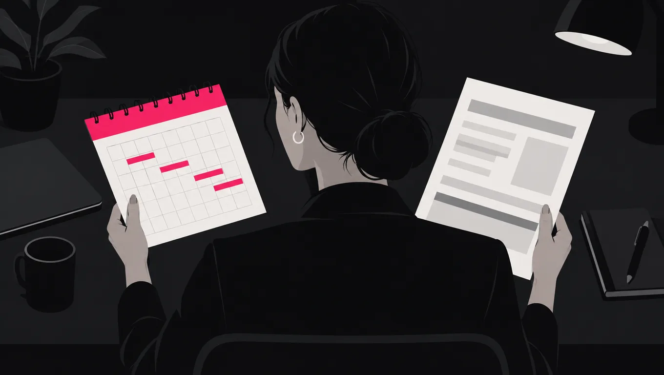 A marketer making strategic decisions about SEO and SEM timing based on business timeline and budget