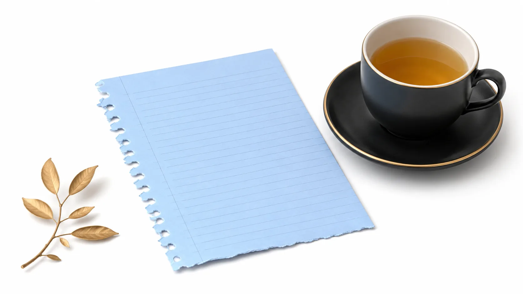 A loosely planned notebook page beside a cup of tea, suggesting flexible planning