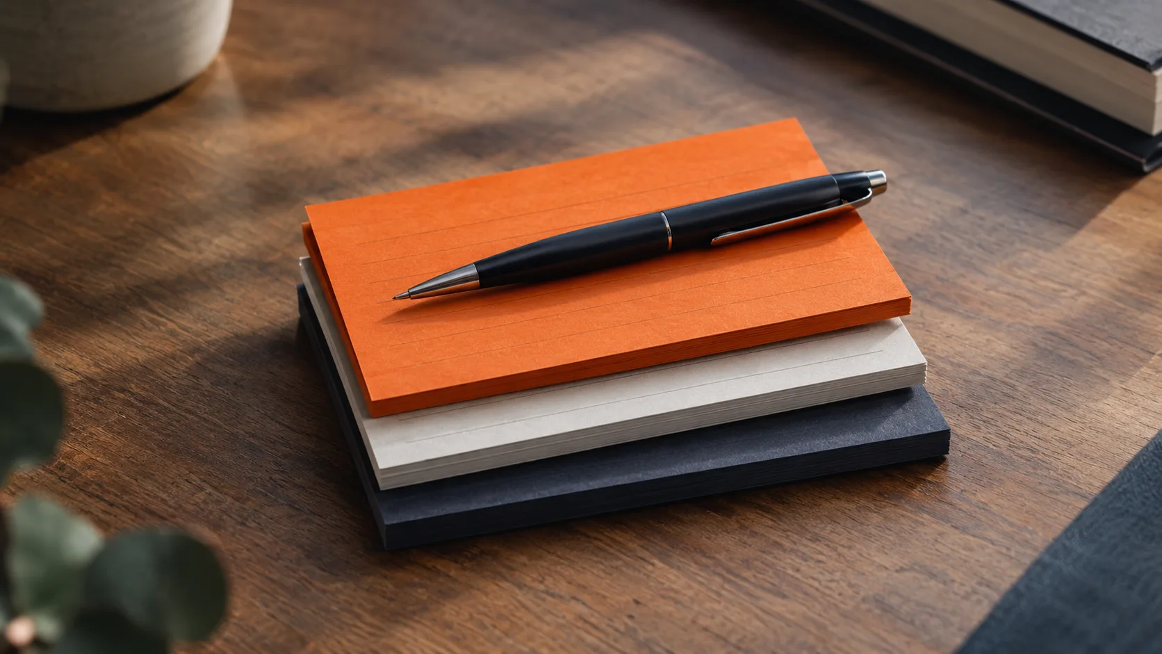 Three index cards representing landing page, email service, and offer platform
