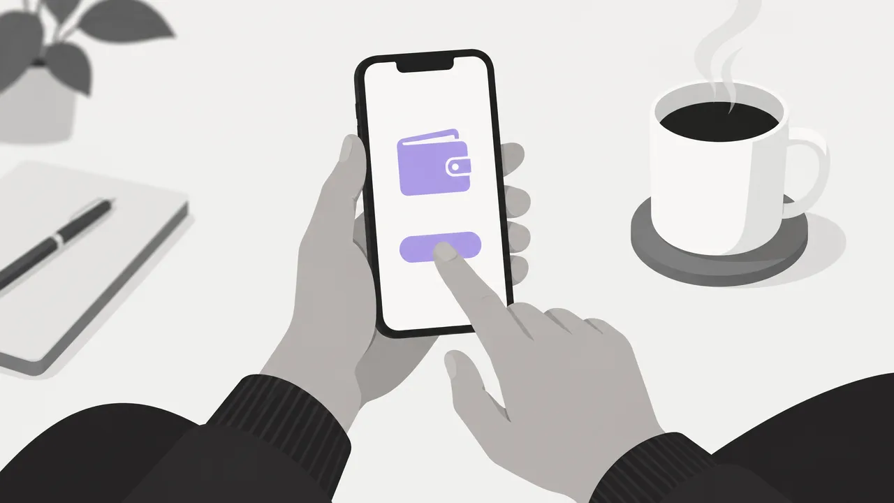 Person initiating a stablecoin transfer from a wallet on a phone