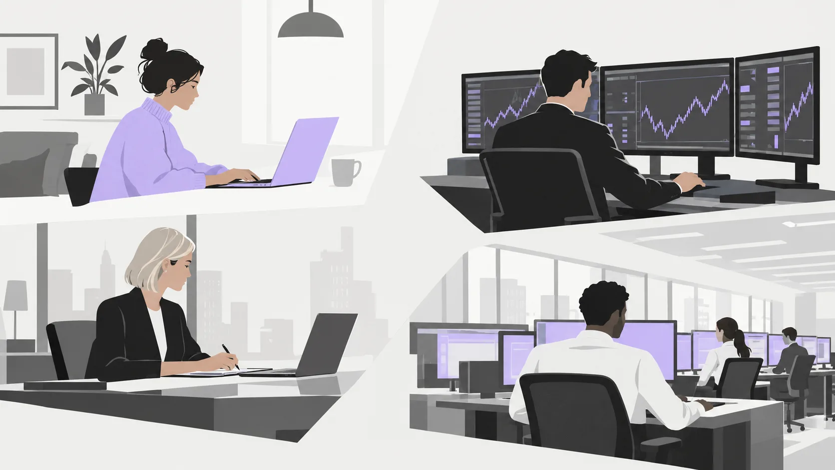 Diverse user types accessing on-ramp and off-ramp services including retail investors and institutional treasurers