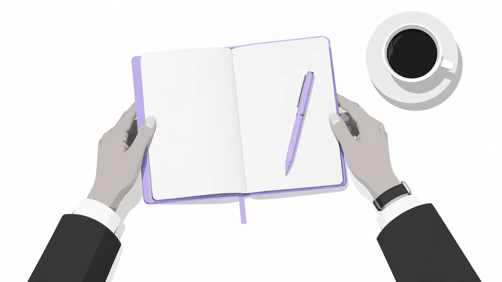 Hands opening a notebook at a desk, a first step toward tokenizing assets