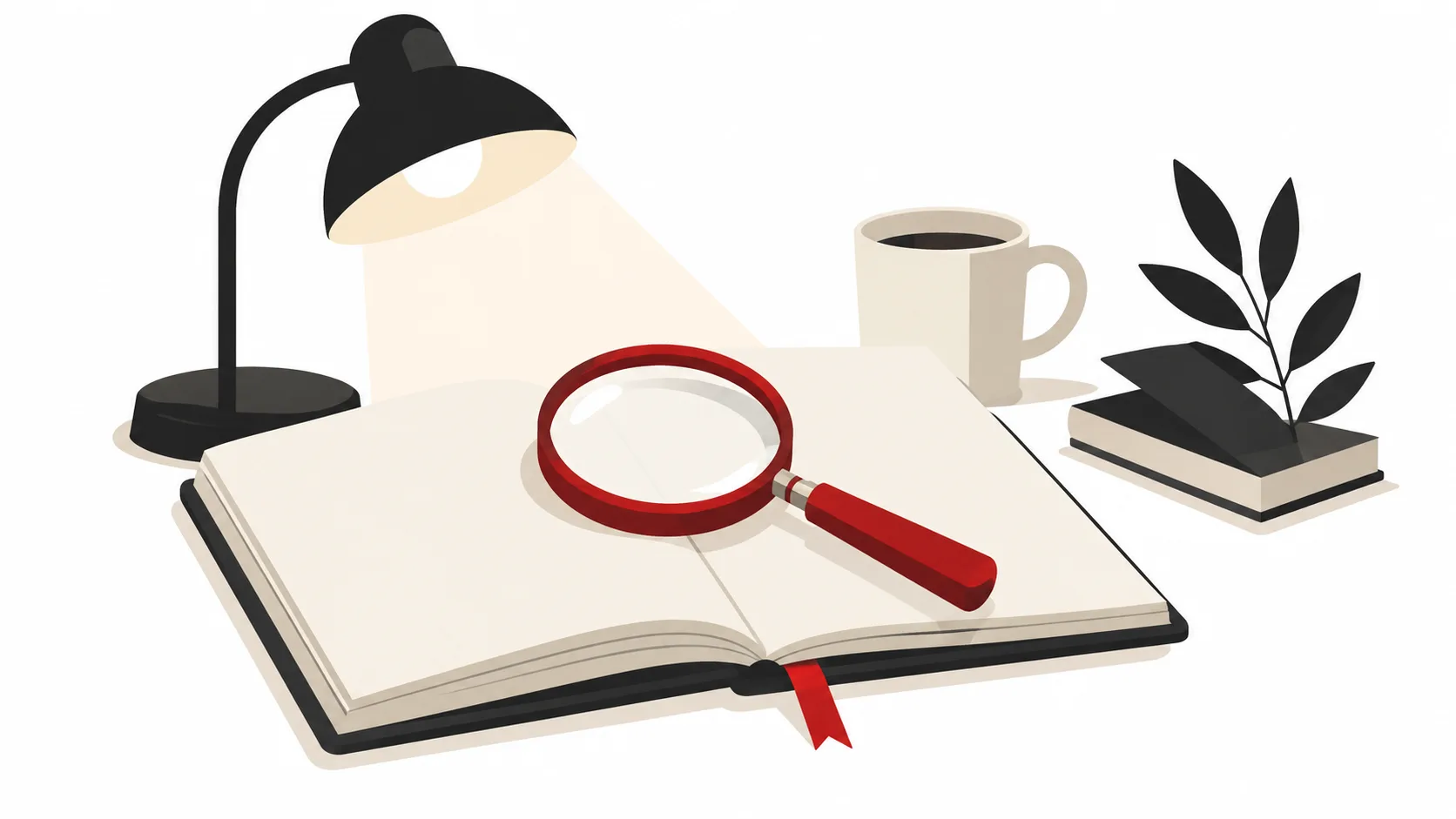 Magnifying glass on a journal, representing a reflective lens on work patterns